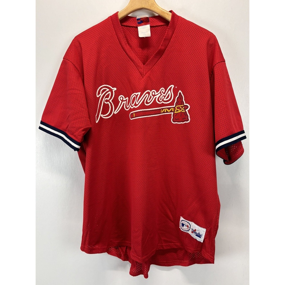 Vtg Majestic Atlanta Braves Jersey Sz XXL 2XL Men's Red Made USA MLB